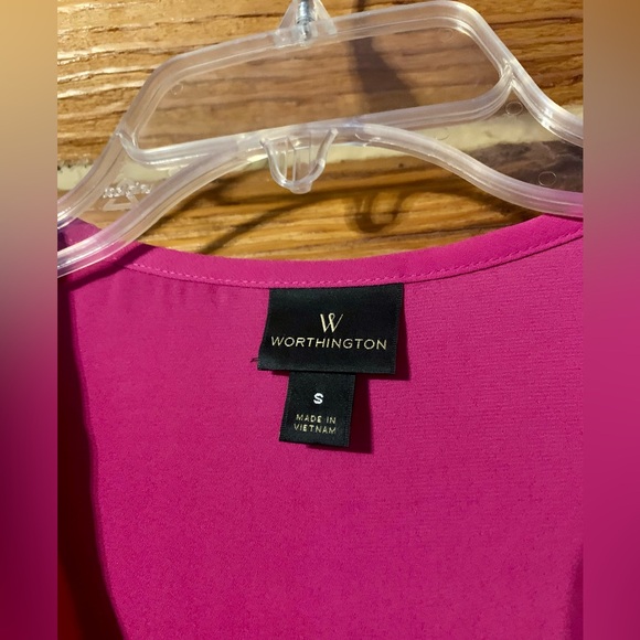 Worthington Hot Pink Button Down Blouse Business Office Wear Small - Picture 2 of 10